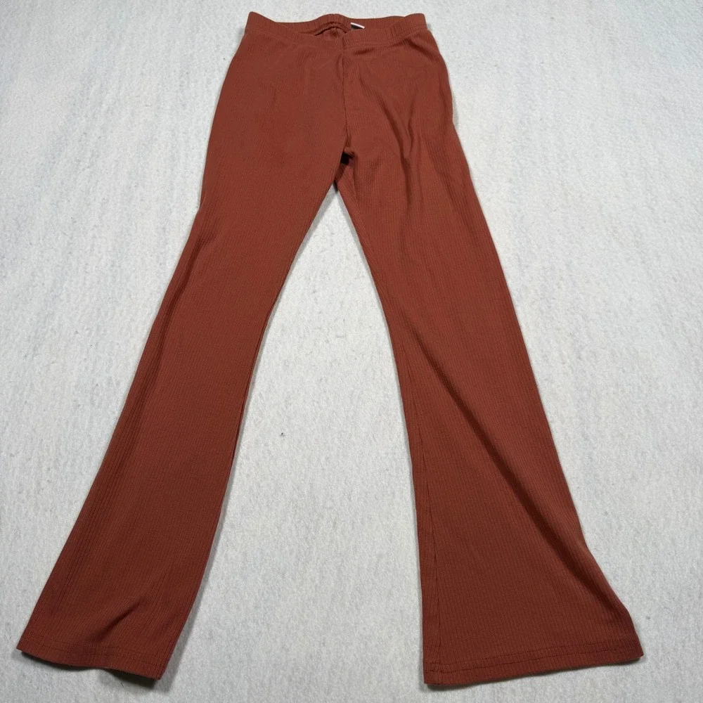 Old Navy Girls Ribbed Flare Leggings Rust Brown Size L 10-12 Pull On Knit Pants